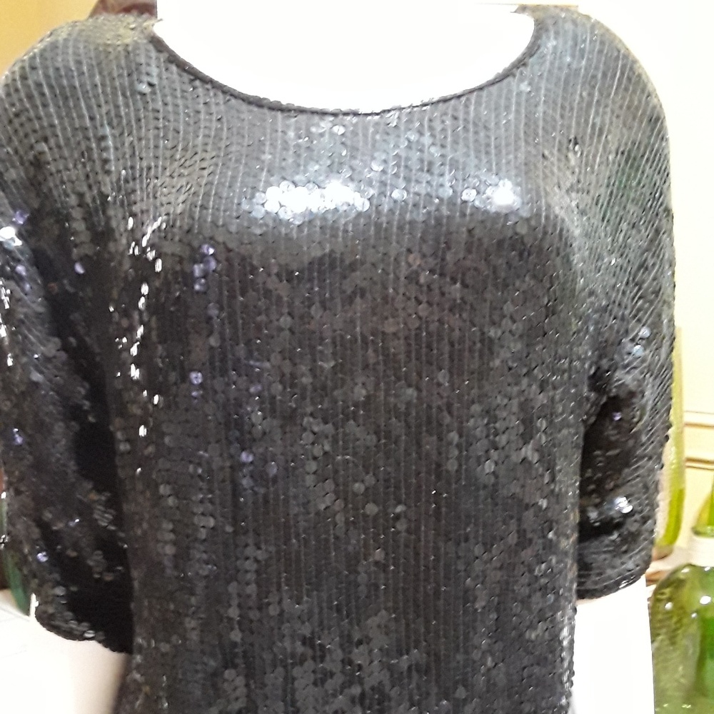 Royal Feelings Black Sequin Evening Top M